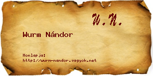 Wurm Nándor névjegykártya